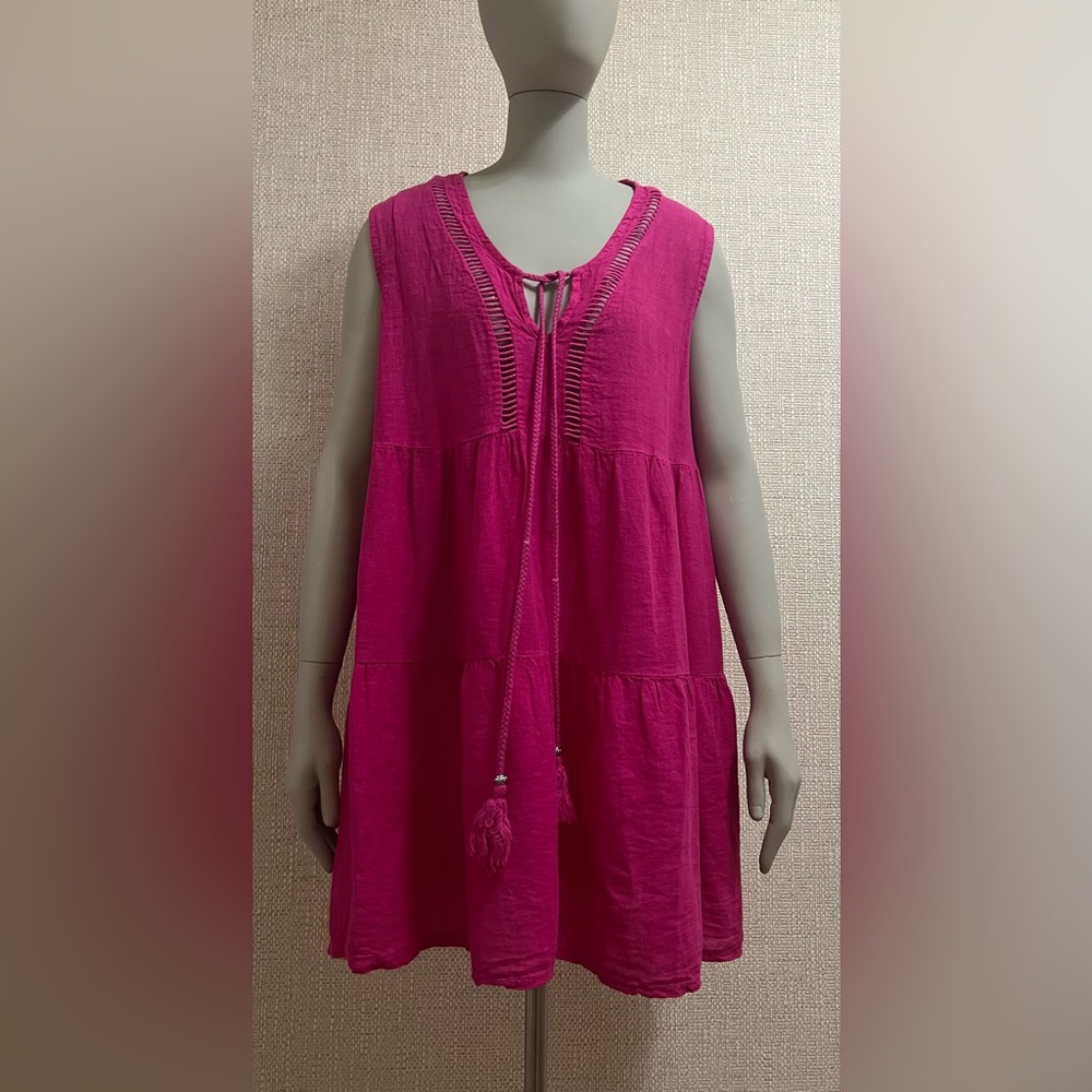 Zingara linen sun dress/ cover-up. One size, fits Small/ Medium size.